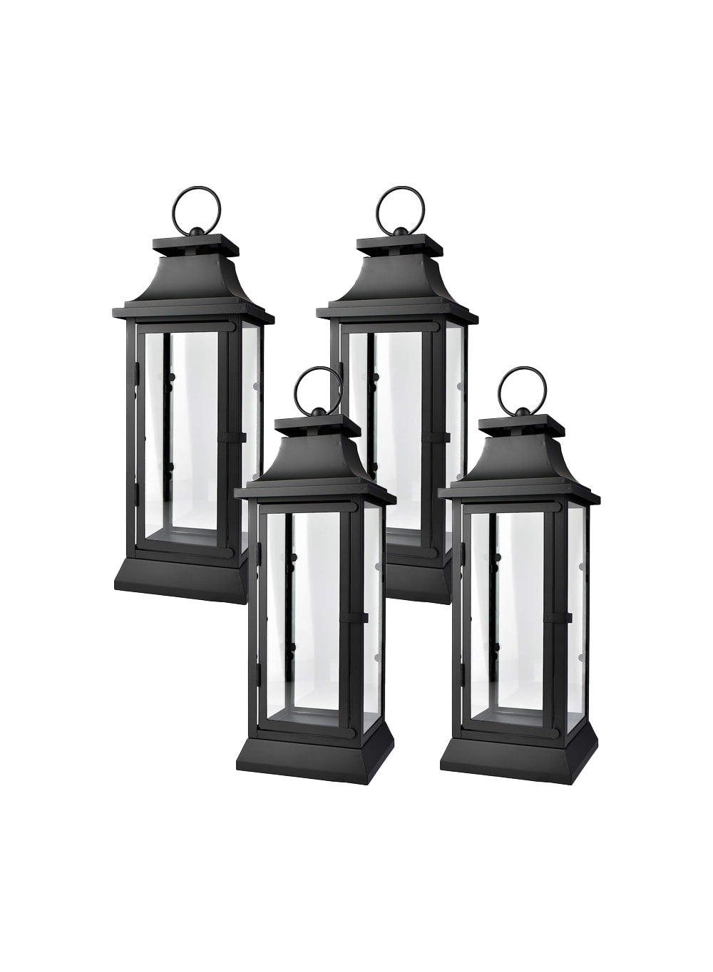 Serene Spaces Living Black/ White Hurricane Lanterns, in 3 sizes