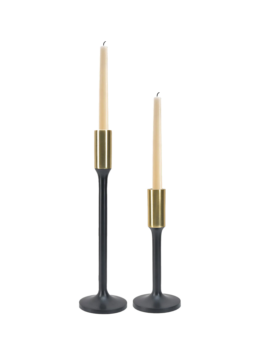 Bundle: Dual-Tone Taper Candle Holders with Ivory Candles