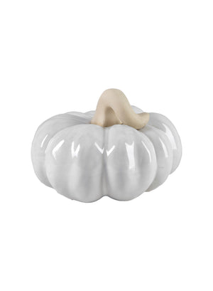 White Ceramic Pumpkin, 6" Diameter & 4.25" Tall