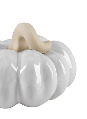 White Ceramic Pumpkin, 6" Diameter & 4.25" Tall