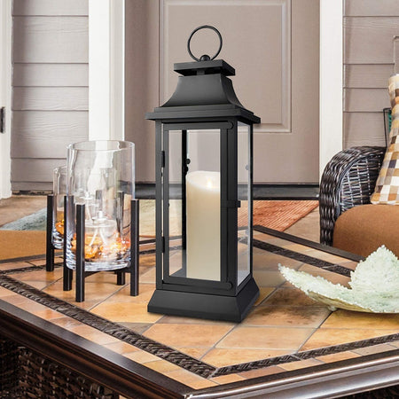 Metal & Wood Lantern with Flickering LED Candle, 6in x 14in | Party