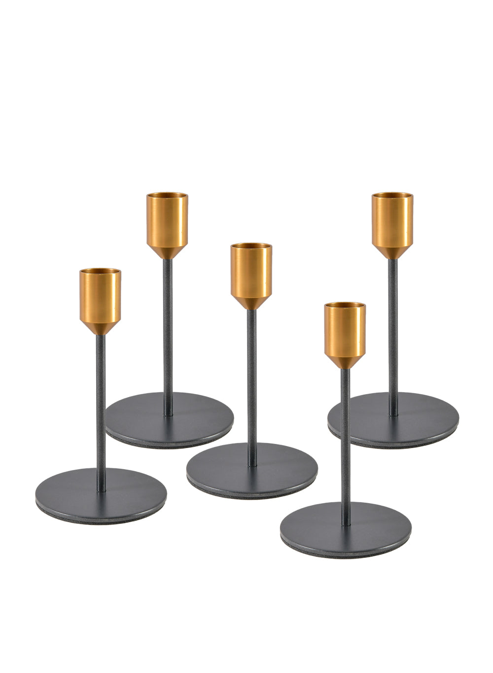 Brass Top Black Taper Candle Holder, Pack of 12