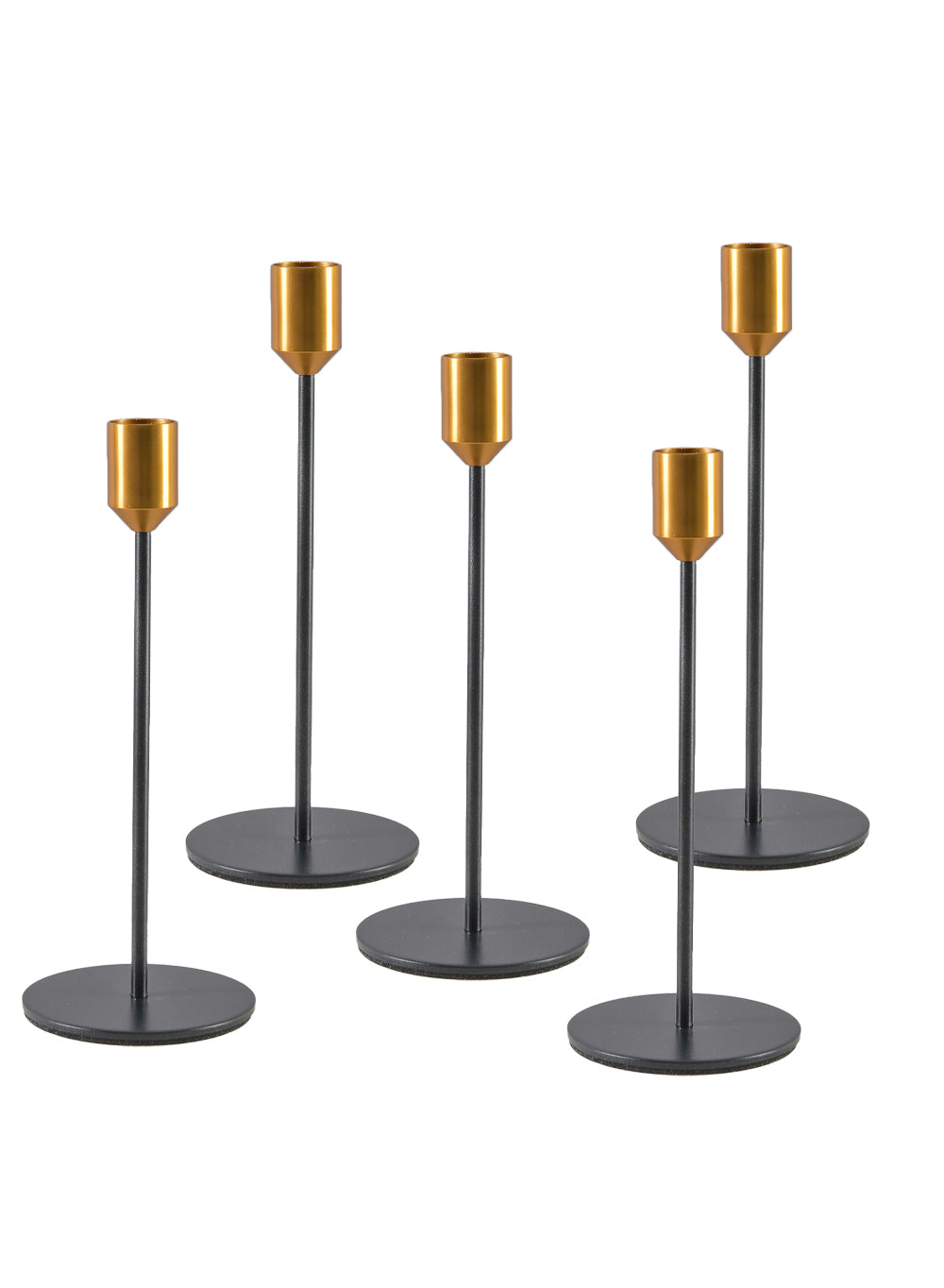 Brass Top Black Taper Candle Holder, Pack of 12