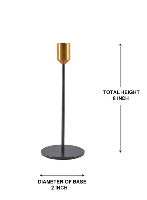 Brass Top Black Taper Candle Holder, Pack of 12