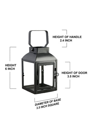 Farmhouse Steel Lantern, 3.5" Square & 8.4" Tall