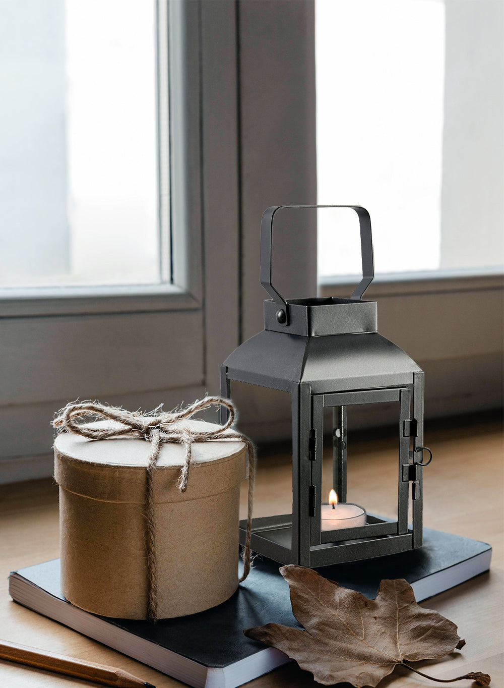 Farmhouse Steel Lantern, 3.5" Square & 8.4" Tall