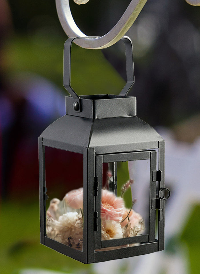 Farmhouse Steel Lantern, 3.5" Square & 8.4" Tall