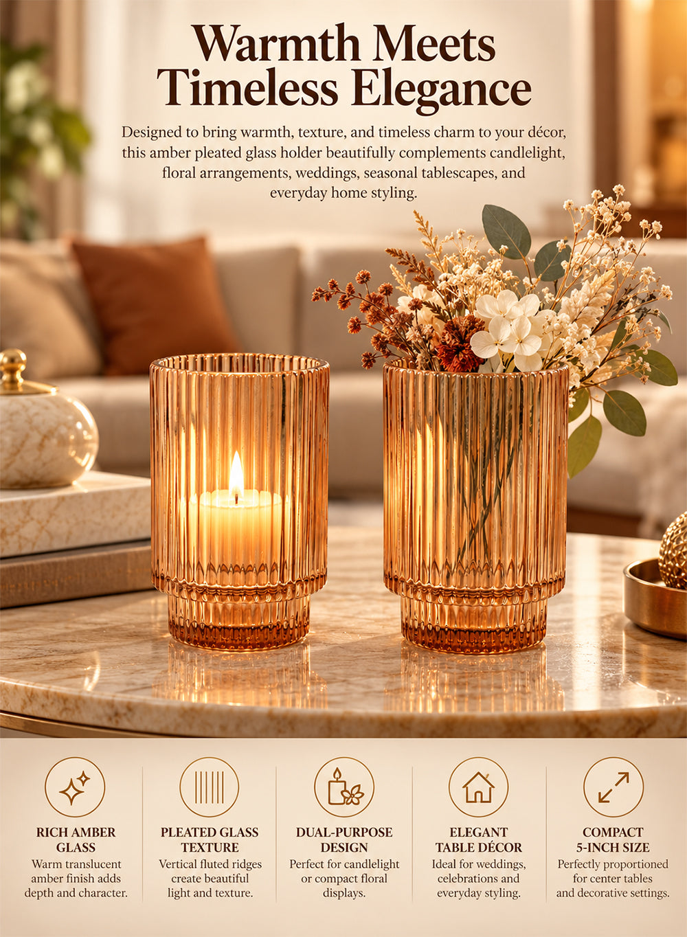 Ribbed Glass Votive Candle Holder Collection