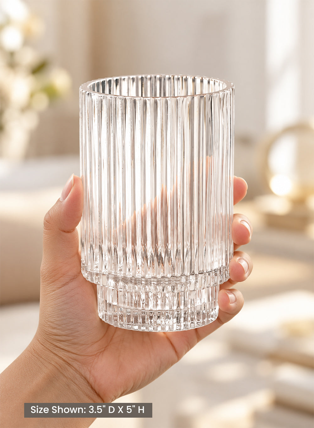 Ribbed Glass Votive Candle Holder Collection