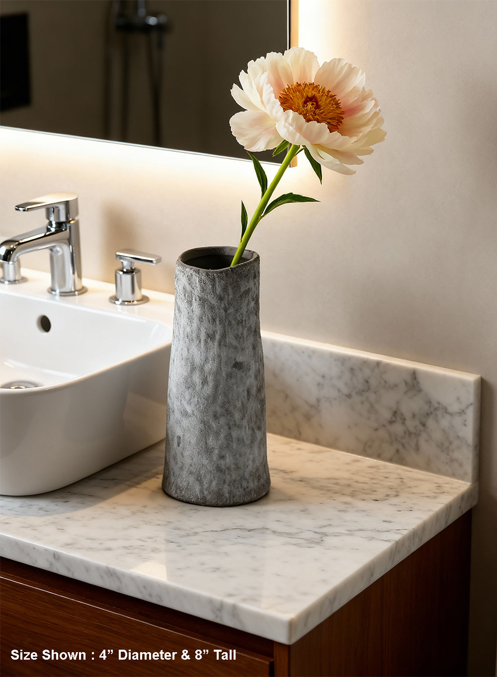 Stone Textured Gray Ceramic Vase, Available in 2 Sizes