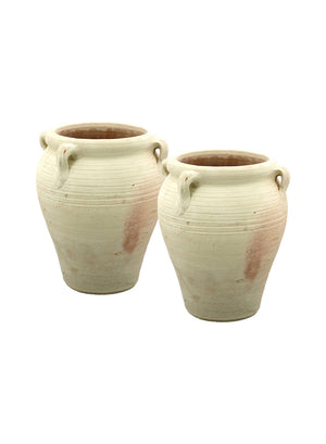 Serene Spaces Living, 16-Inch Antique Terracotta Clay Ceramic Pottery Pot, Tall Decorative Vintage Clay Jars for Plants, Home Decor, and Events, 2 Pack