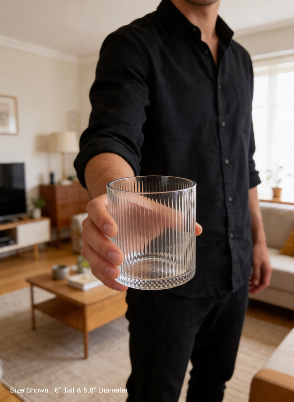 Liora Ribbed Vase, 5"Diameter x 6"Tall