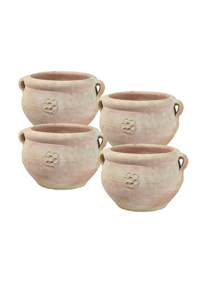 Serene Spaces Living, 10.5-Inch Antique Terracotta Clay Pottery Pot with 2 Handles, Double Handled Decorative Vintage Pot for Plants, Home Decor, and Events, 4-Pack