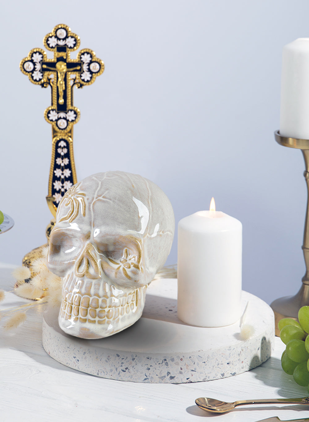 Porcelain Decorative Skull, in 2 Colors