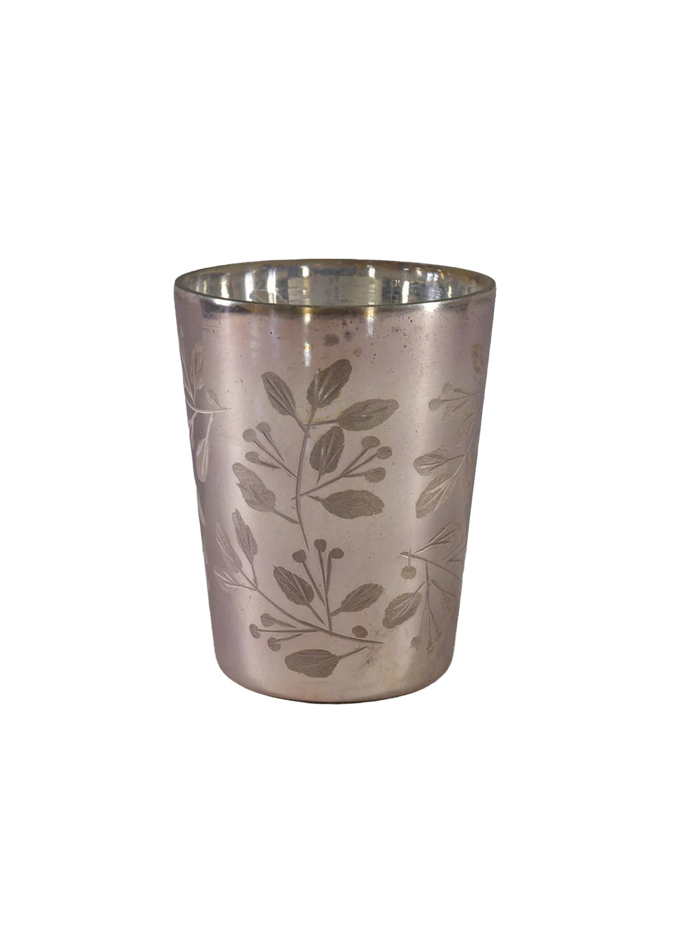Bundle: Rose Gold Mercury Glass Holder (Pack of 4) & Flameless LED Tea Light Candles with Battery Included (Pack of 12)