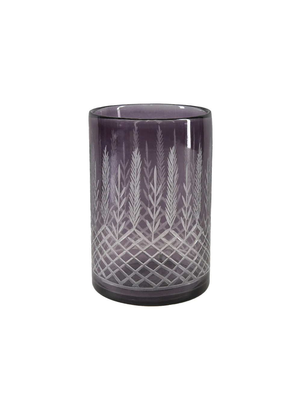 Palm Etched Glass Hurricane