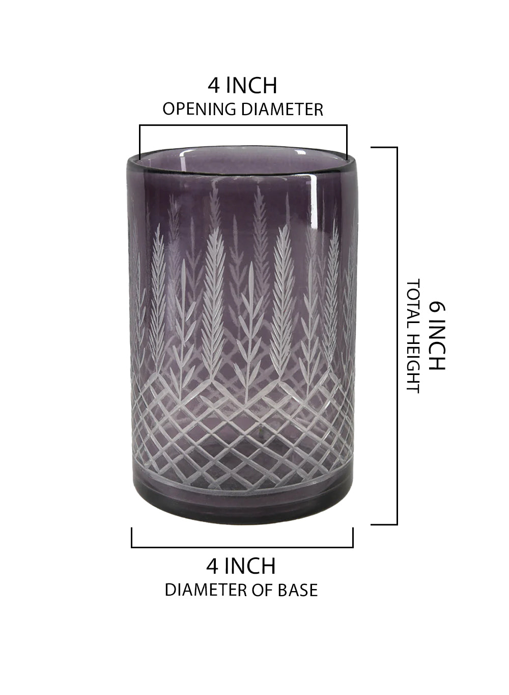 Palm Etched Glass Hurricane