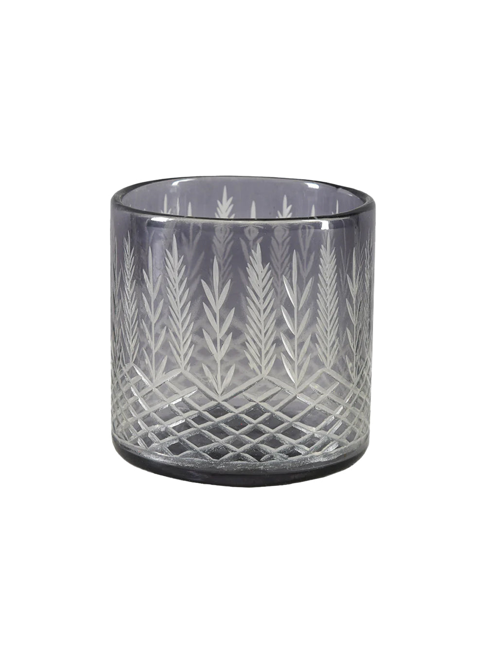 Palm Etched Glass Hurricane