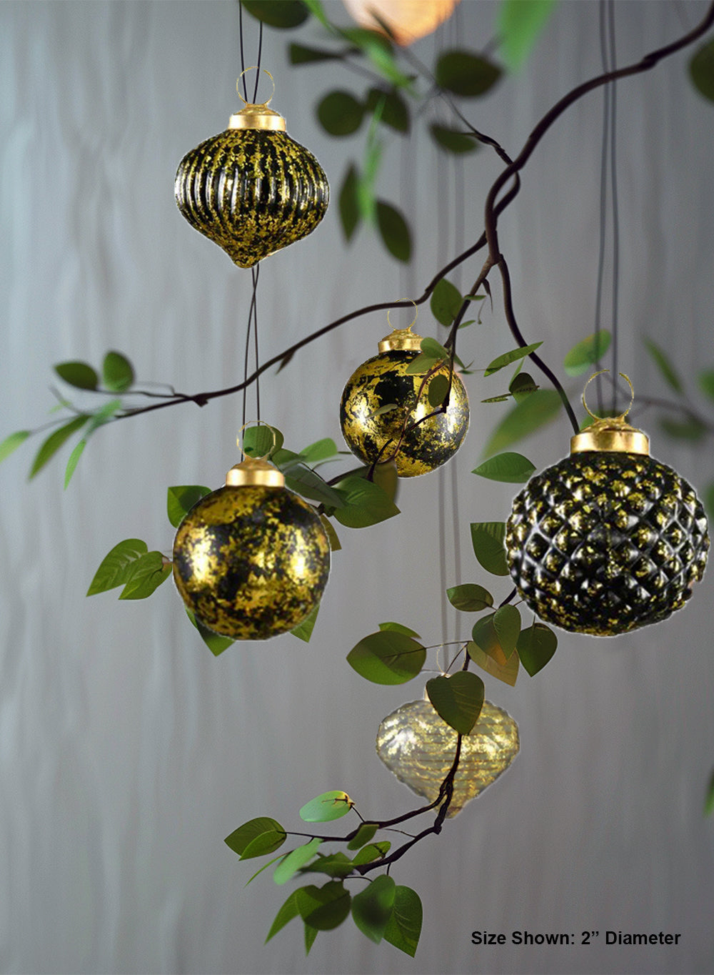 2" Celestial Black & Gold Glass Ornament, Pack of 12