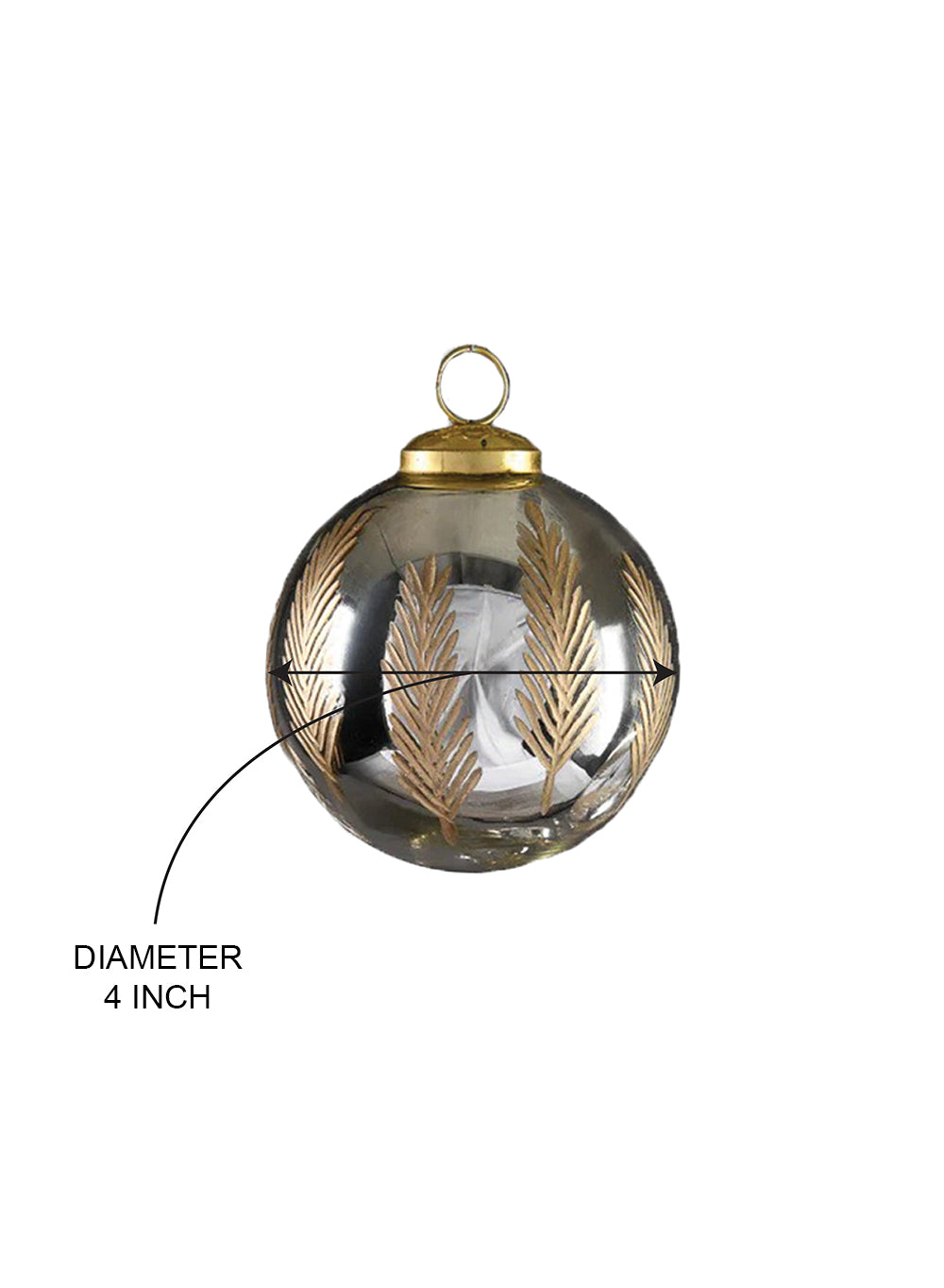 4" Golden Fern Etched Glass Ornament, Pack of 4