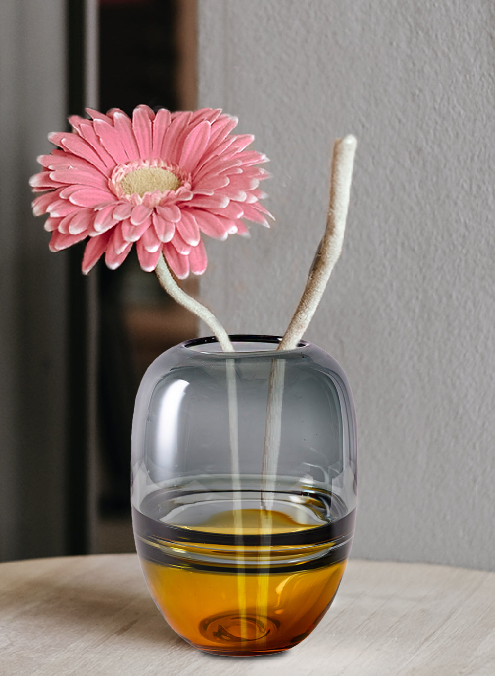 Duskfall Art Glass Vase, 6" Diameter & 8" Tall