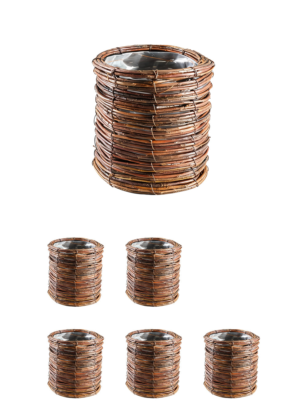 Natural Vine Woven Planter with Plastic Liner Collection