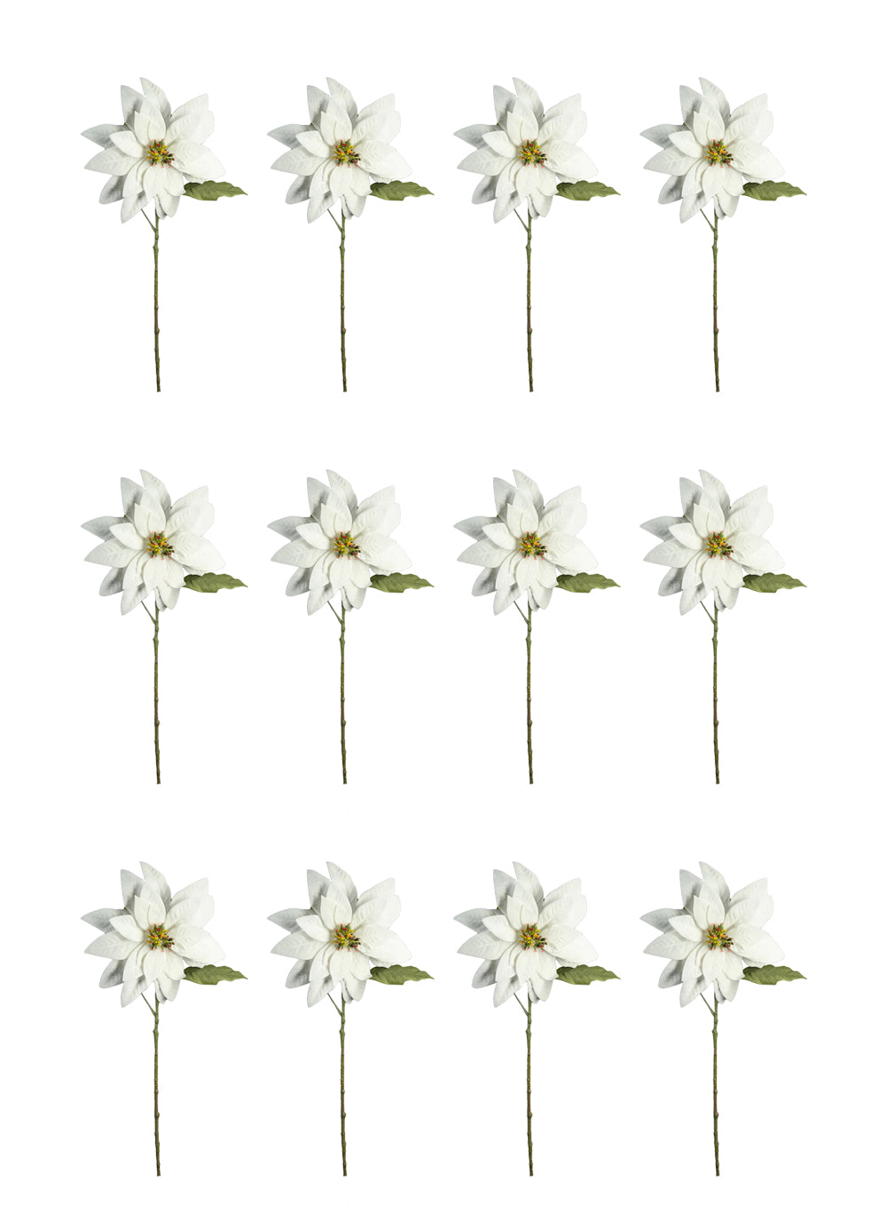 Lifelike Poinsettia Stems, Pack of 12