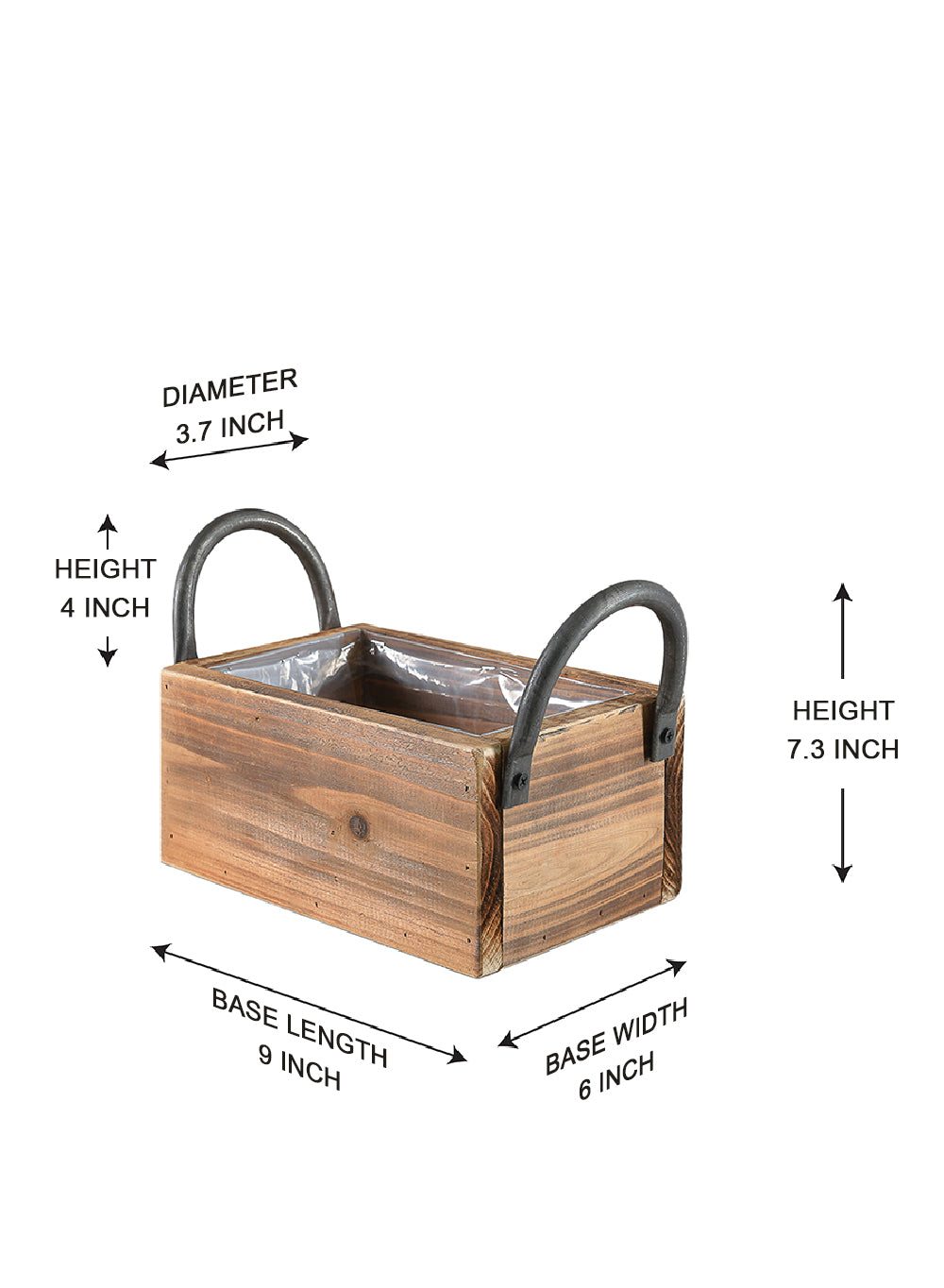 Everlyn Flower Box with Metal Handles, 9" Long, 6" Wide & 7.3" Tall