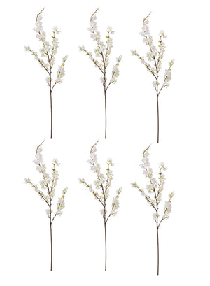 42" Artificial White Cherry Blossom Branch, Pack of 12