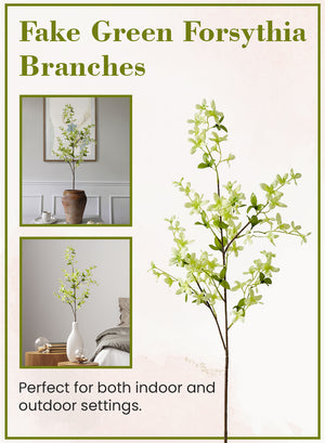 Serene Spaces Living Fake Green Forsythia Branches, 12 Pack of 40 Inch Artificial Orchids Flowers