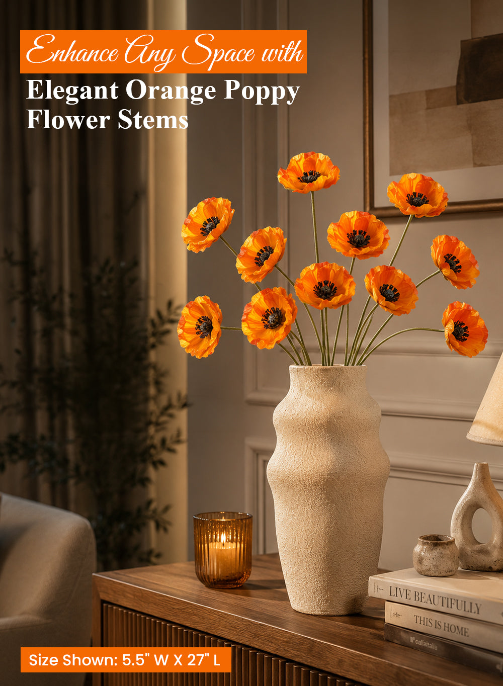 27" Artificial Poppy Stem Collection