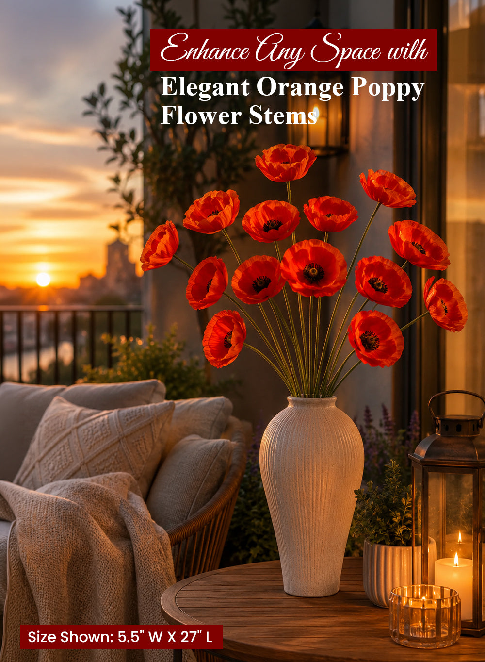 27" Artificial Poppy Stem Collection