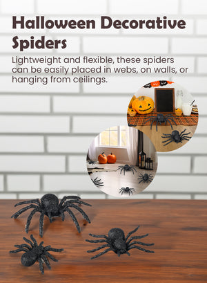 Halloween Spider Decorations, 5-Pack, Various Sizes