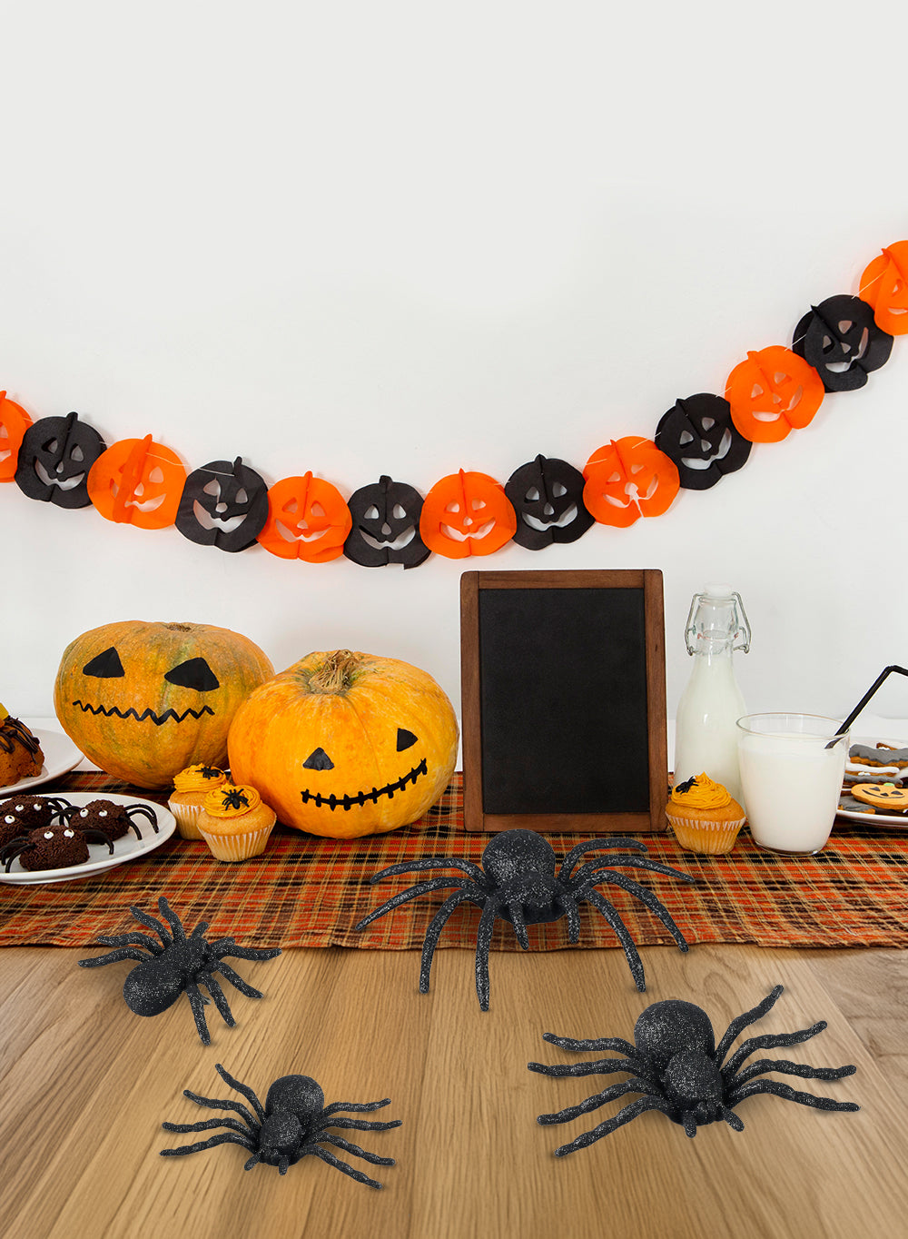 Halloween Spider Decorations, 5-Pack, Various Sizes