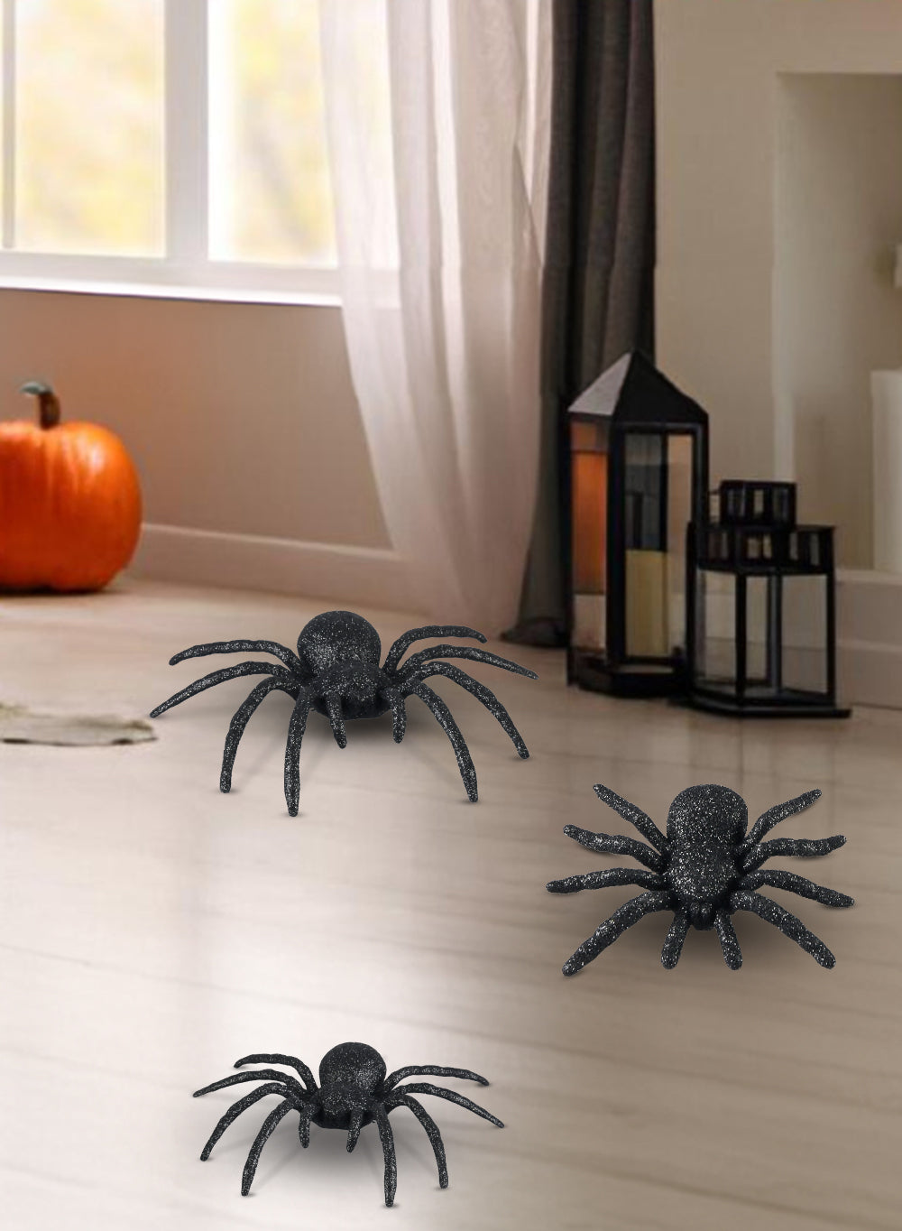 Halloween Spider Decorations, 5-Pack, Various Sizes