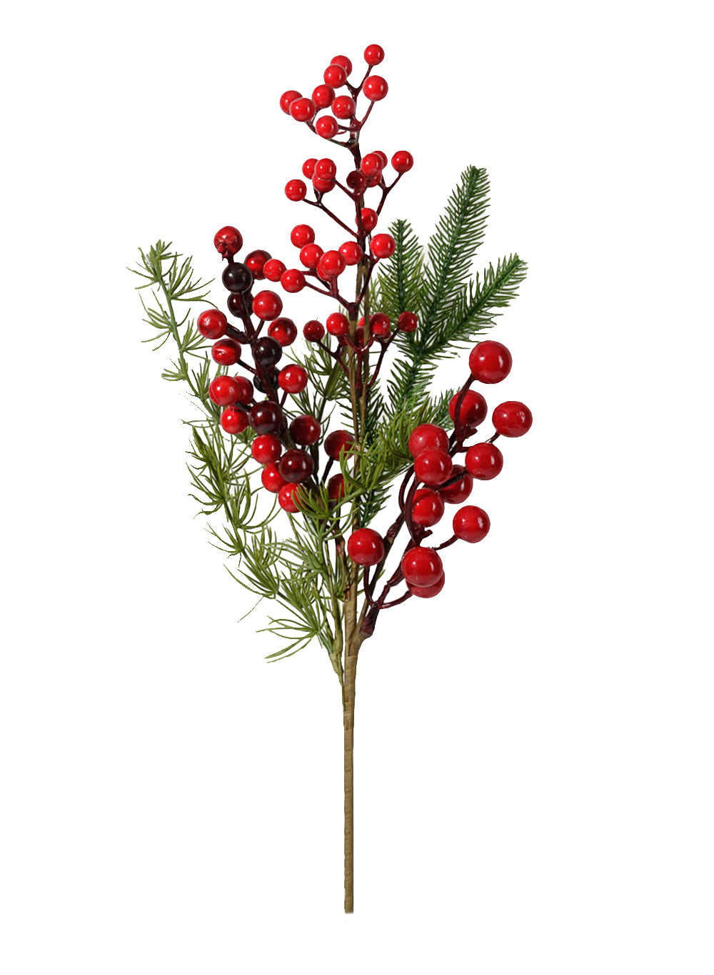 20" Red Pine Berry Branch, Set of 4