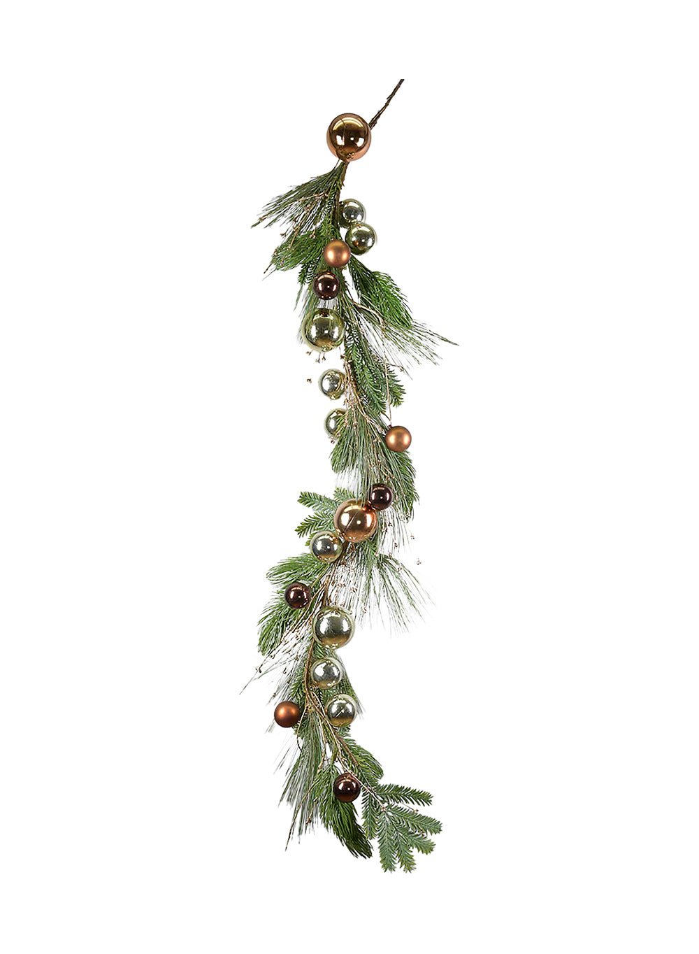 60" Pine Garland with Gold Bronze & Champagne Ornaments