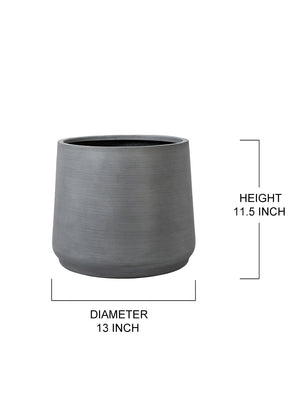 Fiber Glass Gray Vase, 13" Diameter & 11.5" Tall