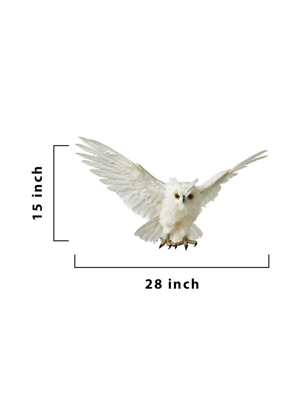 Feathered Artificial White Flying Owl, in 2 Sizes