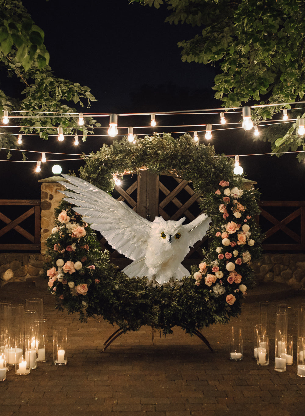 Feathered Artificial White Flying Owl, in 2 Sizes