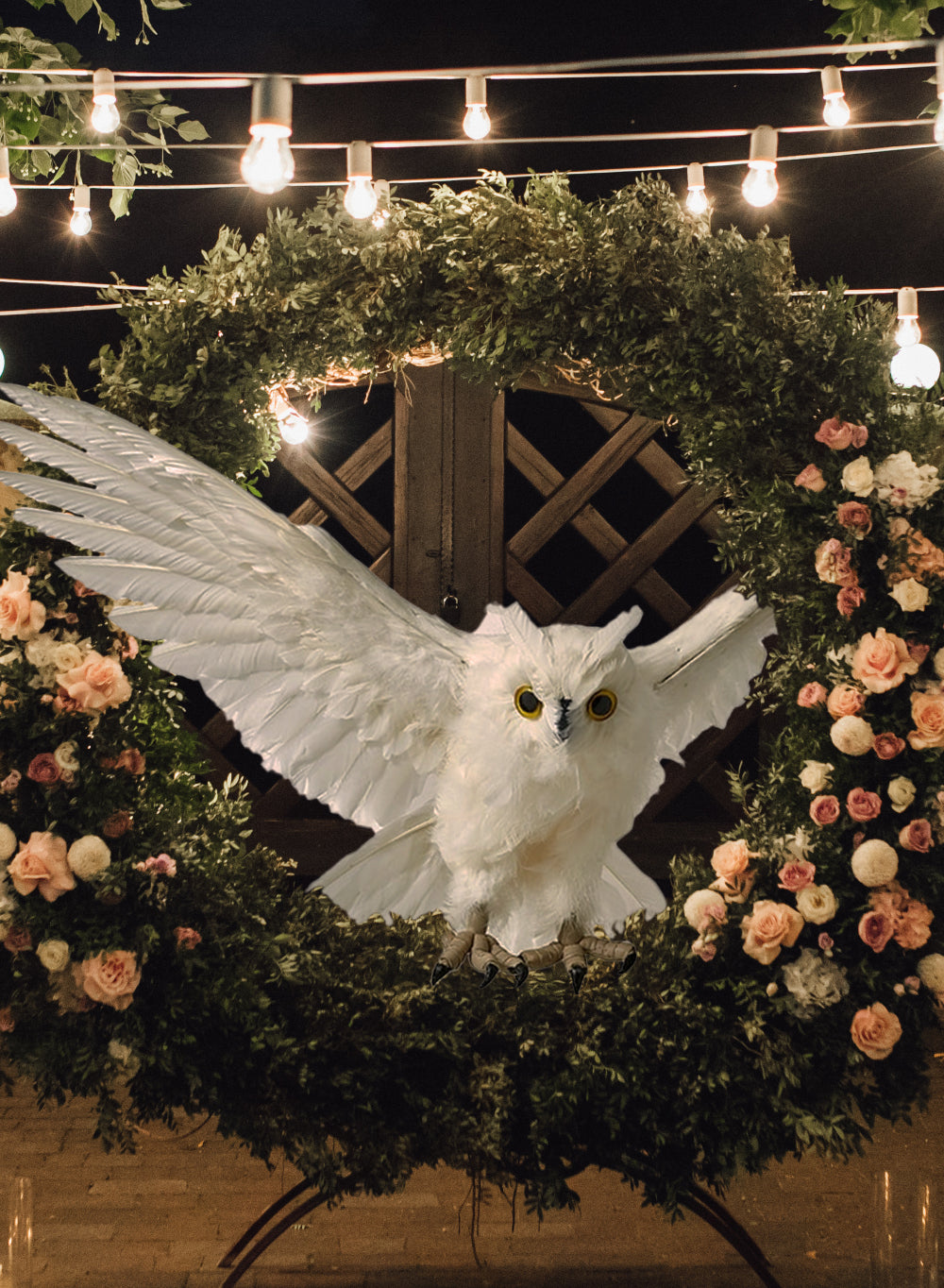 Feathered Artificial White Flying Owl, in 2 Sizes