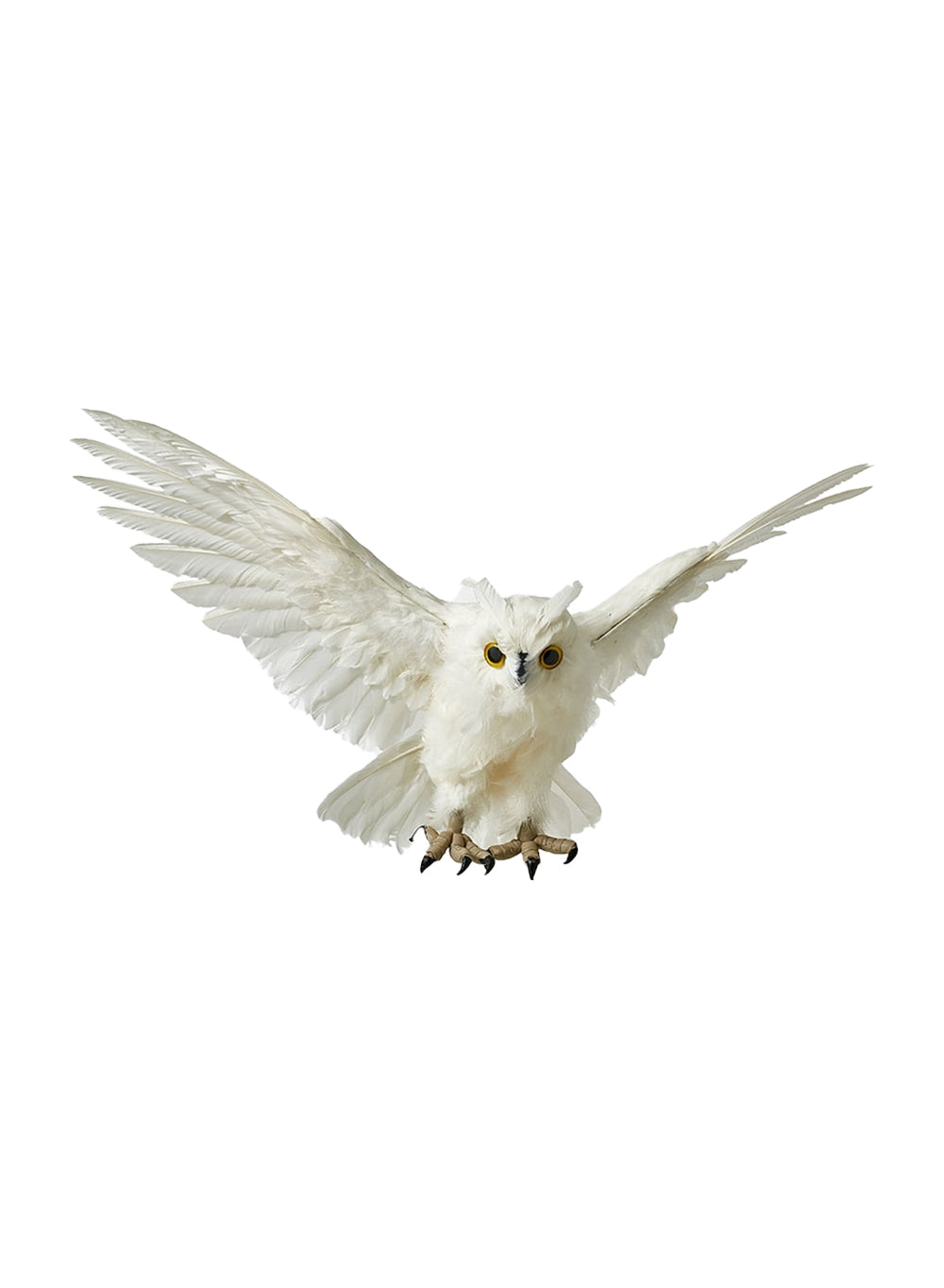 Feathered Artificial White Flying Owl, in 2 Sizes