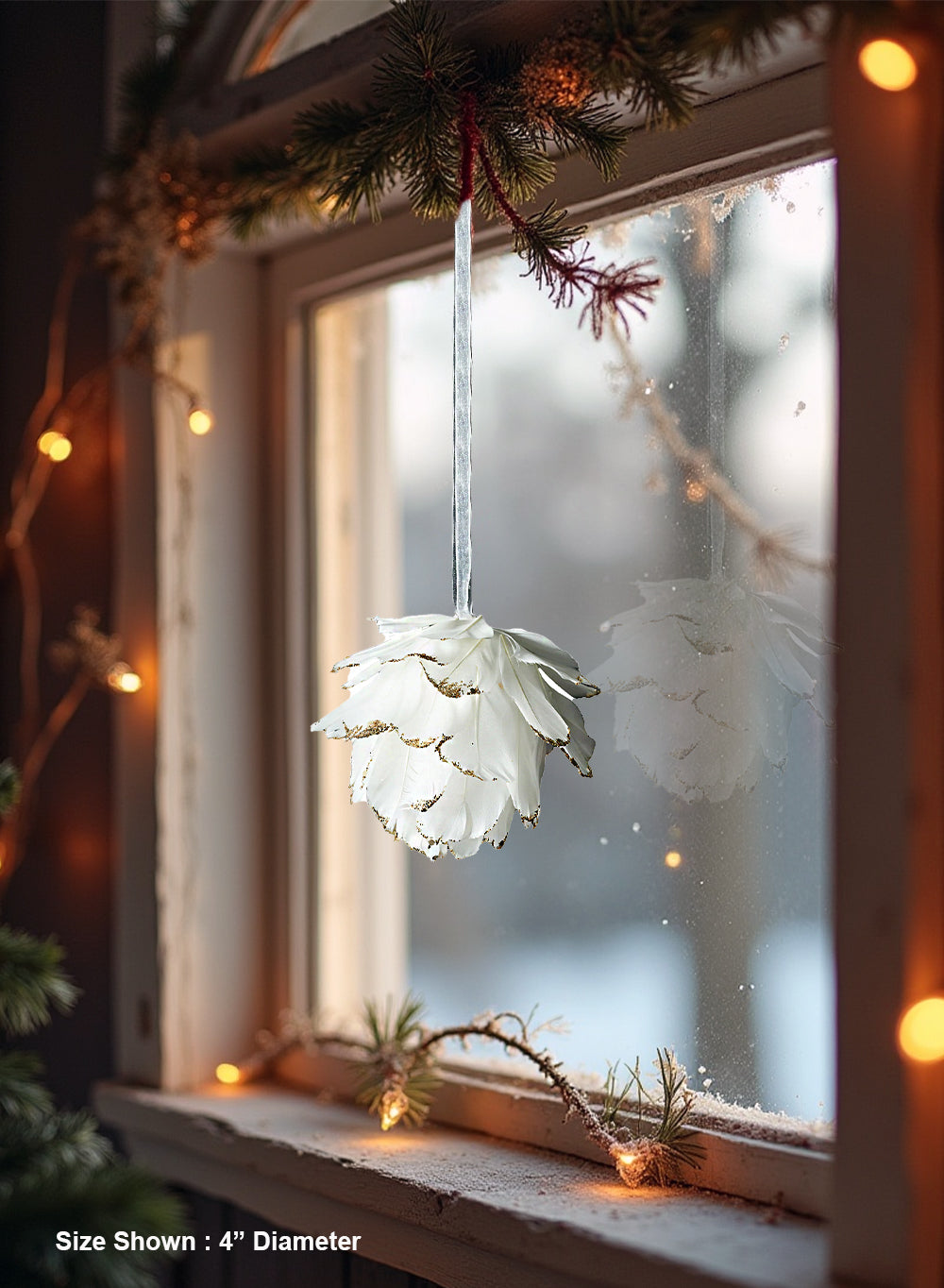 White Feather Ornament, Available 2 Sizes