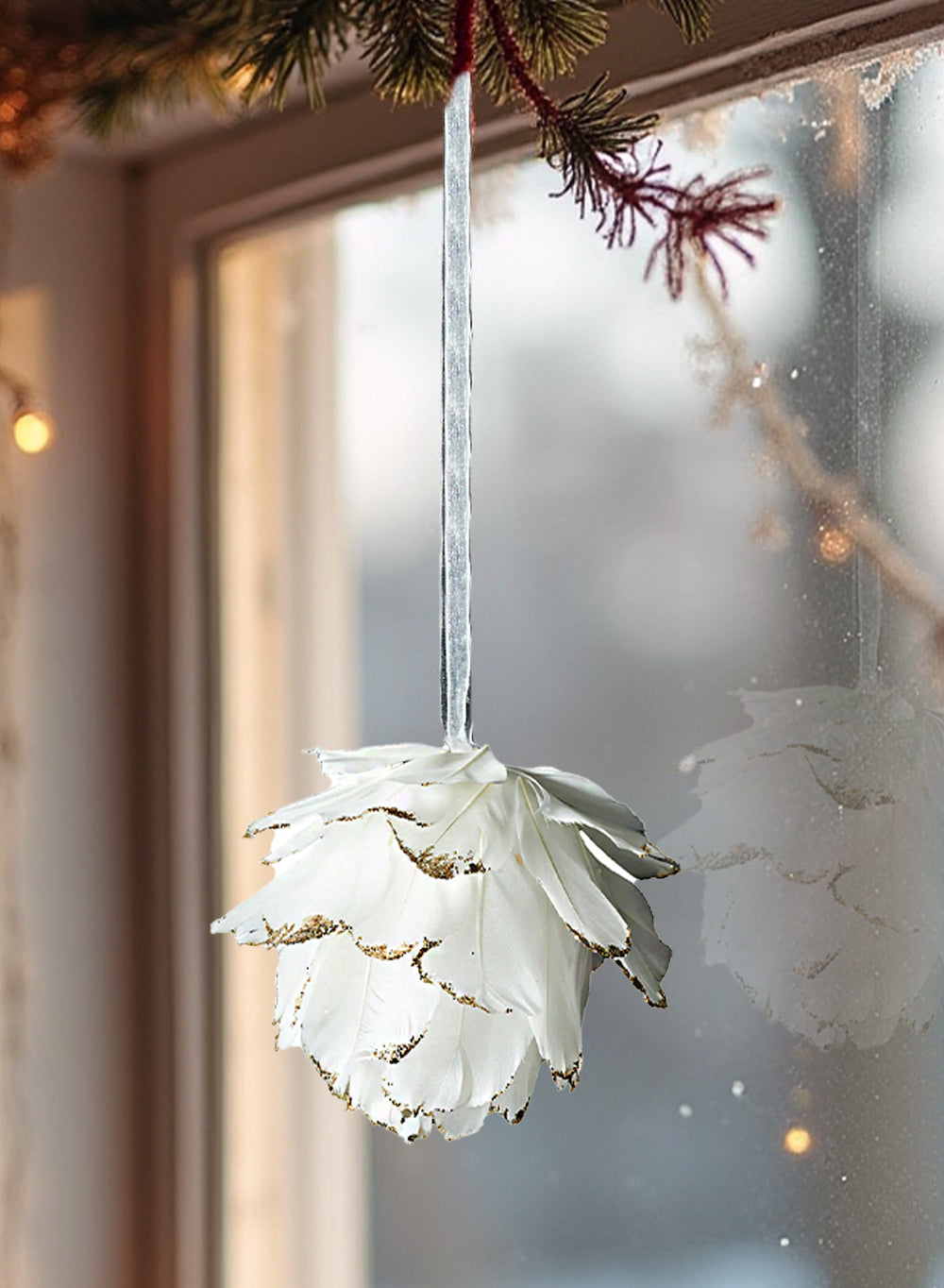 White Feather Ornament, Available 2 Sizes