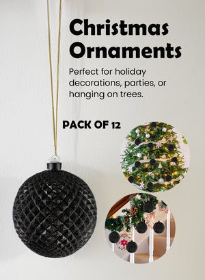 Black Christmas Ball Ornament, Pack of 12