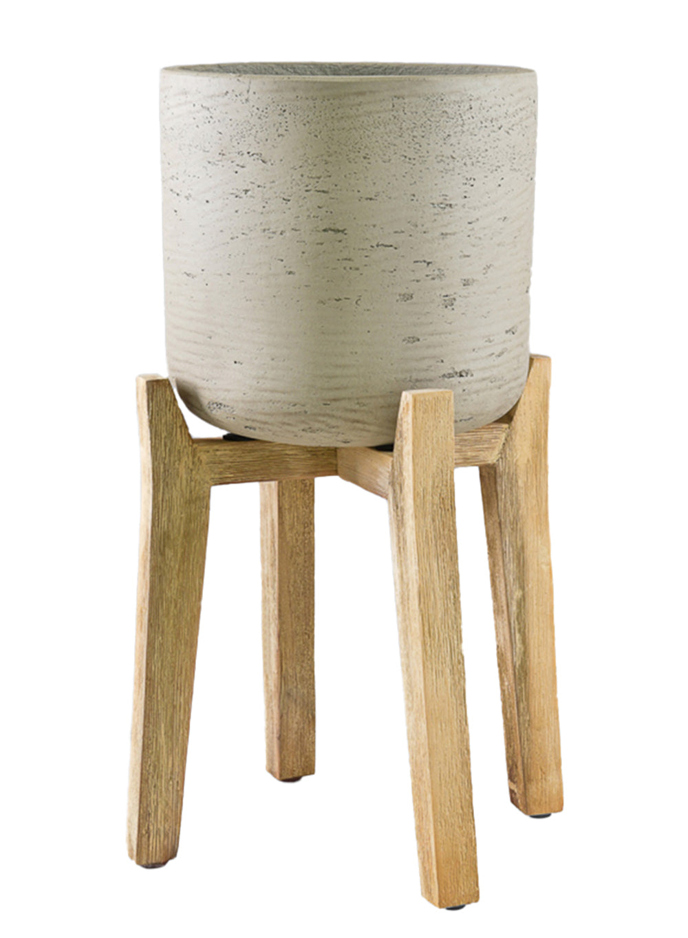 Minimalist Cement Planter with Wooden Legs, in 2 Sizes