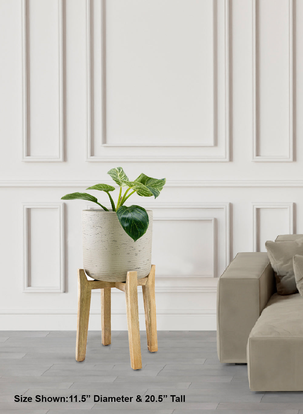 Minimalist Cement Planter with Wooden Legs, in 2 Sizes