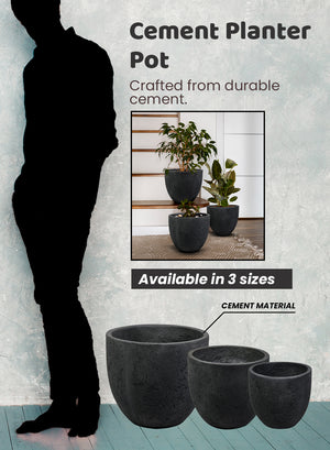 Charcoal Black Cement Planter Pot