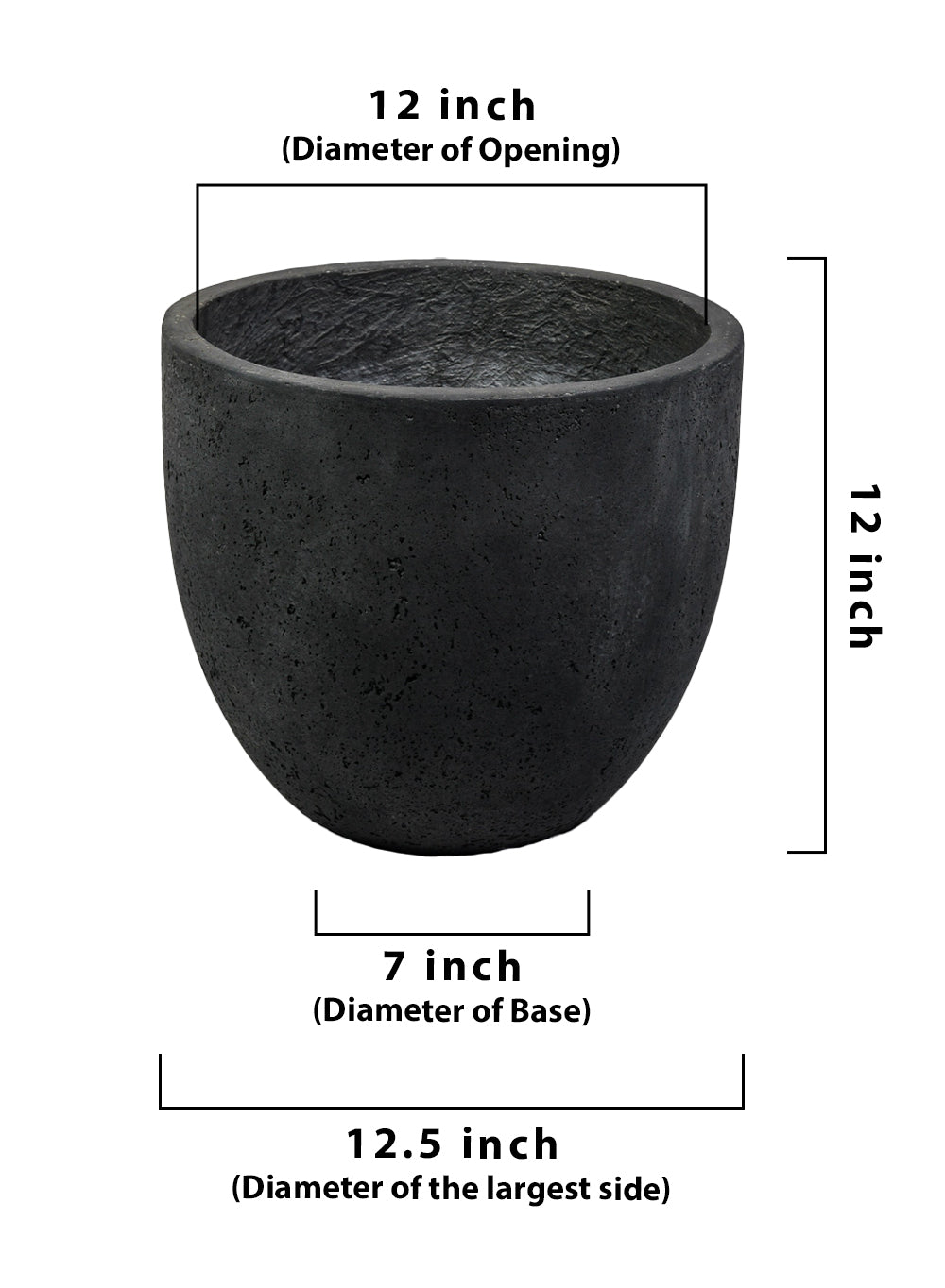 Charcoal Black Cement Planter Pot