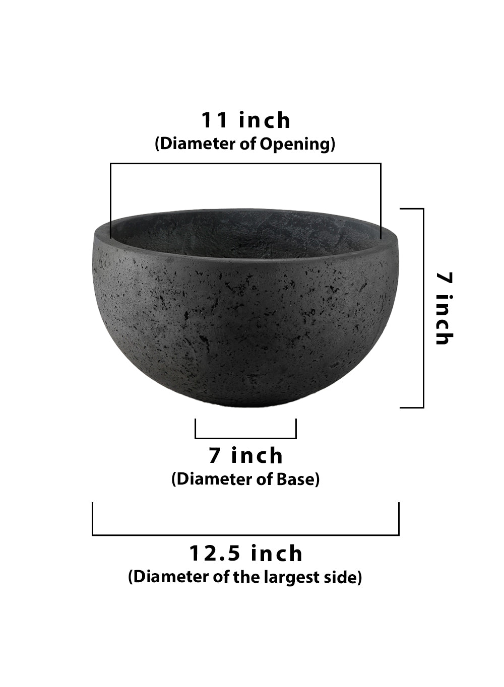 Charcoal Black Cement Bowl Planter